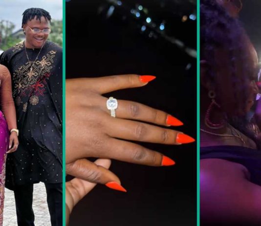 Oluwadolarz Proposes To Girlfriend Ife Luv In Nightclub