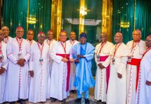Tinubu Welcomes Catholic Bishops to State House, Abuja