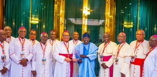 Tinubu Welcomes Catholic Bishops to State House, Abuja