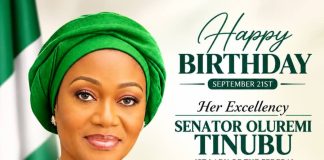 BIRTHDAY FELICITATIONS TO HER EXCELLENCY, DISTINGUISHED SENATOR OLUREMI TINUBU, CON, OON, FIRST LADY OF THE FEDERAL REPUBLIC OF NIGERIA, AT 66-Honorable Rauf Olawale Age-Sulaiman PhD,Member Lagos State House of Assembly.